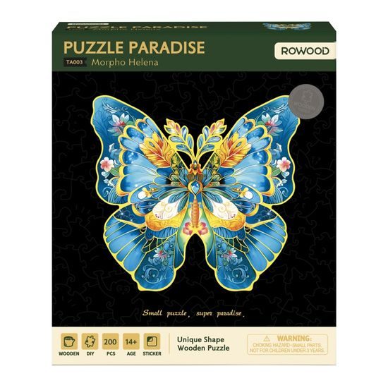RoboTime Dřevěné puzzle Motýl Morpho Helena
