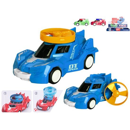 Auto sportovní 14cm na setrvačník se spinnerem 3barvy 12ks v DBX