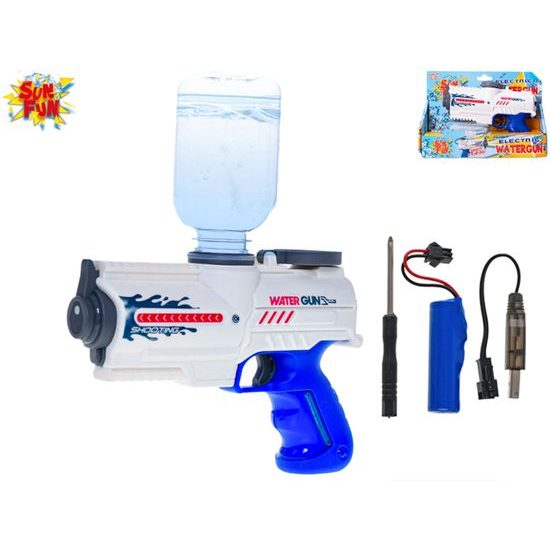 Sun Fun pistole vodní 18cm na baterie + USB s lahví/zásobníkem v krabičce