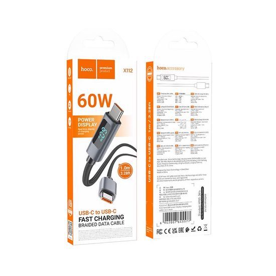Favor 60W nabíjecí datový kabel 1m s diplejem Type-C to Type-C