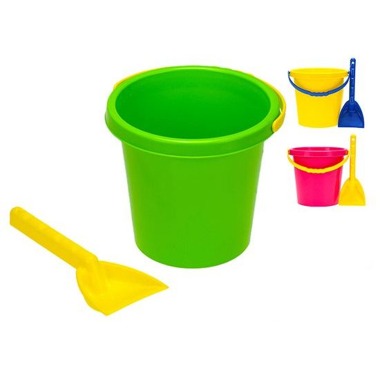 Sada na písek kbelík 17cm a lopatička 3barvy 10m+ v síťce
