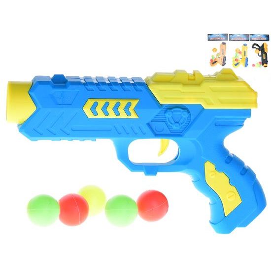 Pistole na kuličky 22,5cm + 6 nábojů 4barvy v sáčku