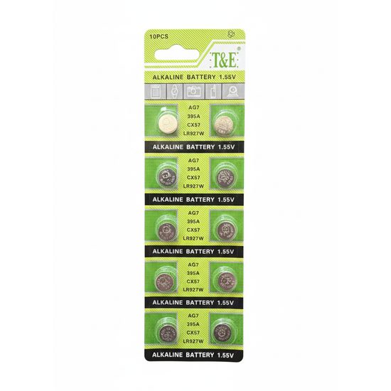 Alkalické knoflíkové baterie AG7 1.55V – sada 10 ks