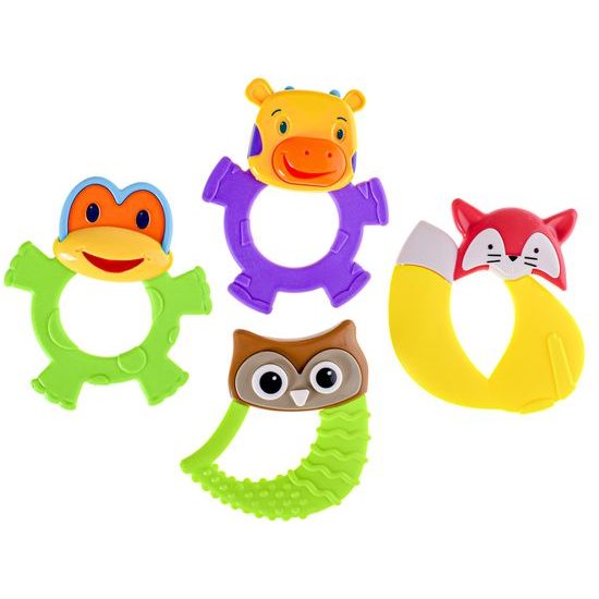 Kousátko zvířátko 11cm 4druhy 3barvy 3m+ na kartě