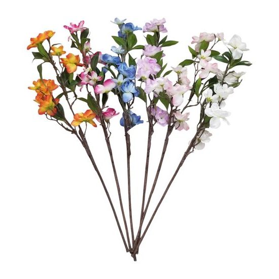 Broskev větev umělá 84cm, 27 květů