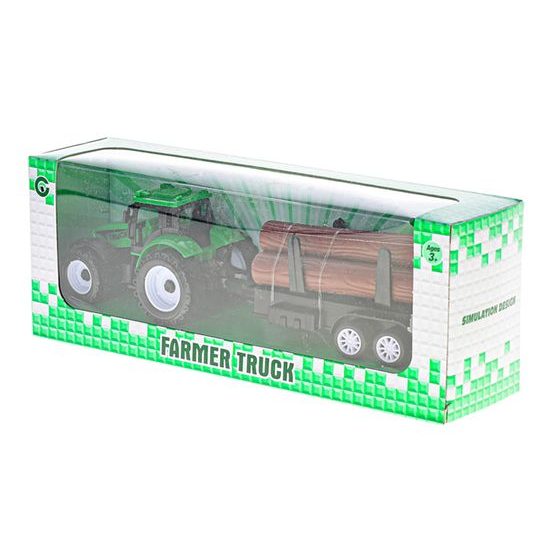 Traktor s vlečkou 21cm na zpětný chod 3druhy v krabičce