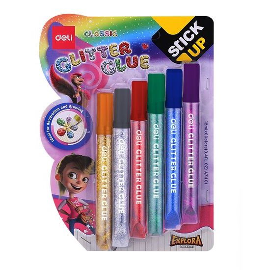 DELI Glitrové lepidlo 12ml, 6ks STICK UP EA71101