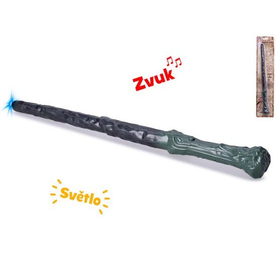 Hůlka kouzelnická 36cm zelená na baterie se světlem a zvukem na kartě