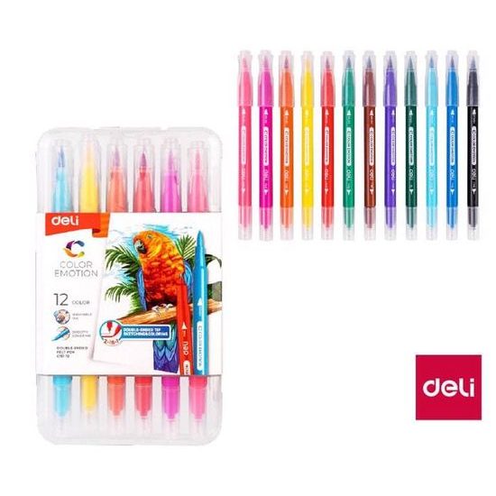 DELI Fix oboustranný štětečkový+liner 12barev Color Emotion
