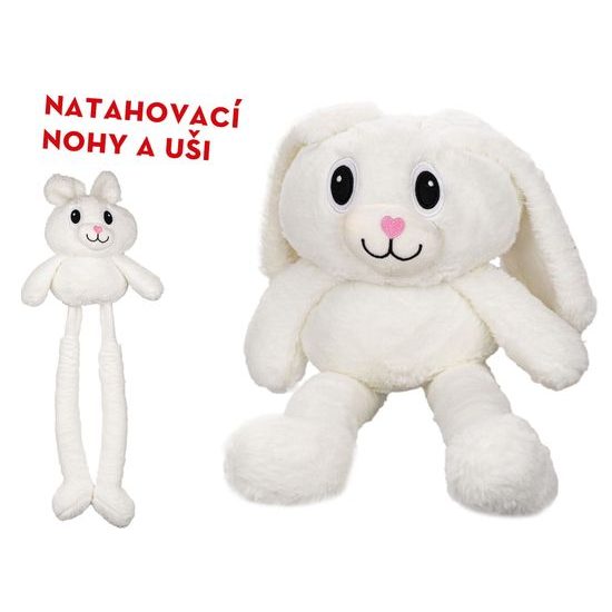 Králík plyšový 80cm natahovací nohy/uši 0m+ v sáčku