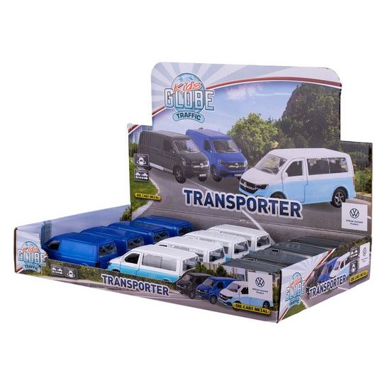 Kids Globe Traffic VW Transporter 13,5cm kov zpětný chod 3barvy 12ks v DBX