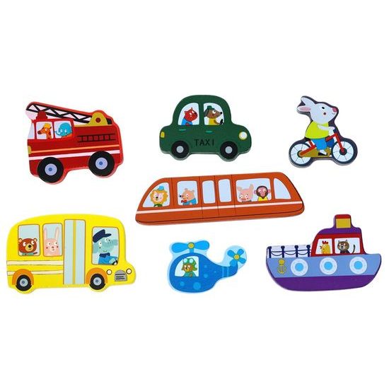 2Kids Toys Dřevěné puzzle Dopravní prostředky propojitelné