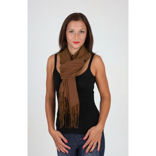 Dámská tmavě hnědá pashmina P74 / Dámská tmavě hnědá šála