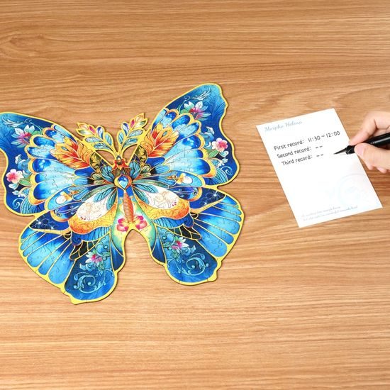 RoboTime Dřevěné puzzle Motýl Morpho Helena