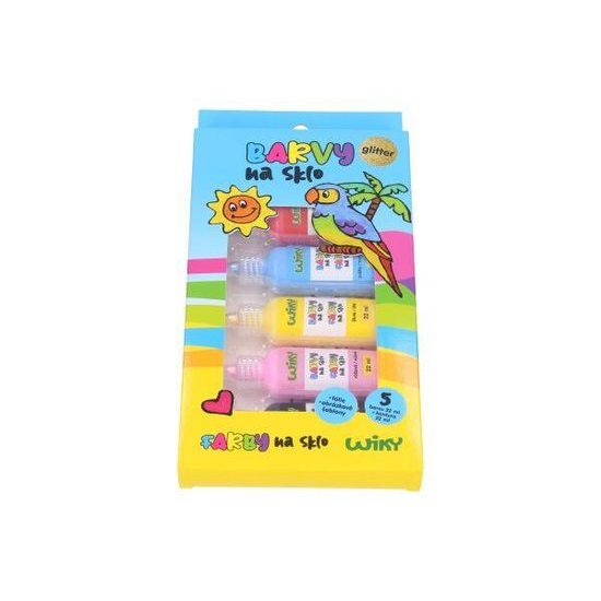 Sada barvy na sklo glitter 5+1ks 22ml