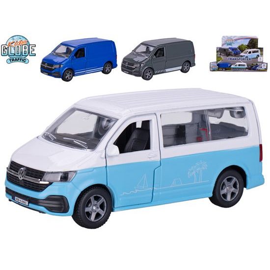 Kids Globe Traffic VW Transporter 13,5cm kov zpětný chod 3barvy 12ks v DBX