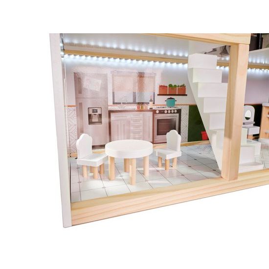 Dřevěný domeček pro panenky LULILO FLORO boho LED