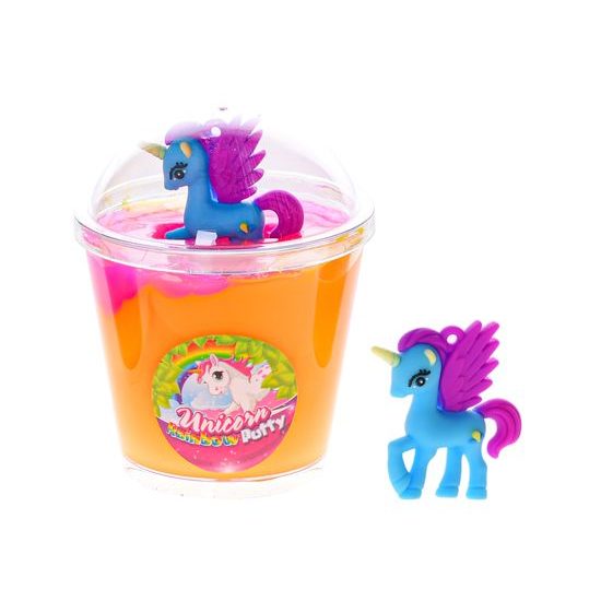 Unicorn hmota duhová v kelímku 9,5x7,5cm s jednorožcem 3barvy 12ks v DBX