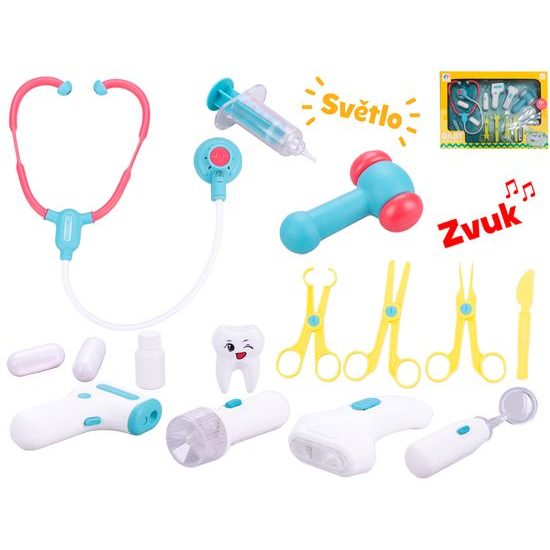 Doktorský set na baterie se světlem a zvukem v krabičce