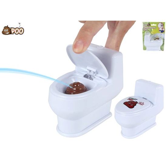 POO toaleta stříkající vodu 10cm na kartě