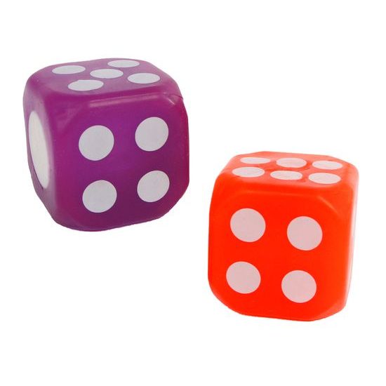 Hrací kostka Jumbo 3,6cm na baterie se světlem 3barvy 2ks na kartě