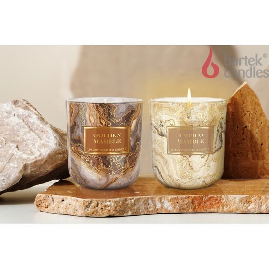 Bartek Svíčka sklo 150g Marble Golden & Antico