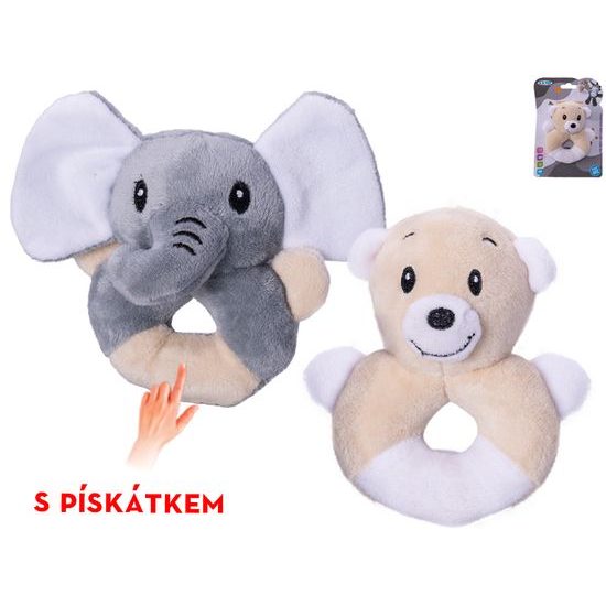 Zvířátko 11cm plyšové s pískátkem 0m+ 2druhy na kartě