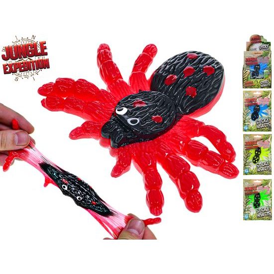 Jungle Expedition pavouk 7cm strečový lepivý 4barvy v sáčku 12ks v DBX