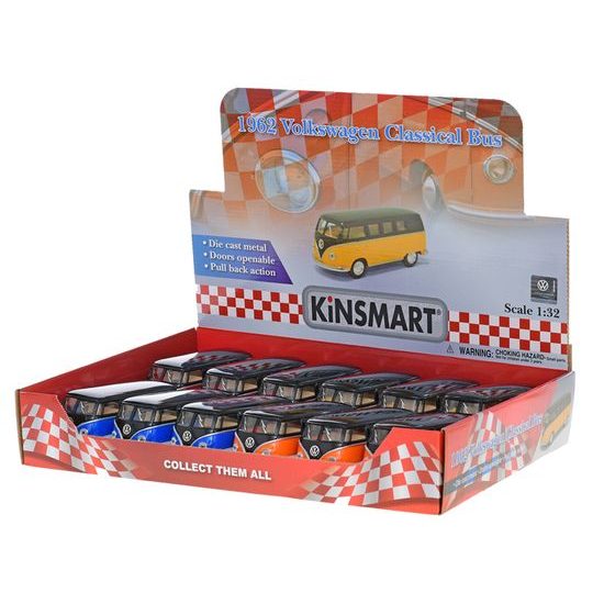 Kinsmart Autobus VW Classical 1962 1:32 13cm kov zpětný chod 4barvy 12ks v DBX