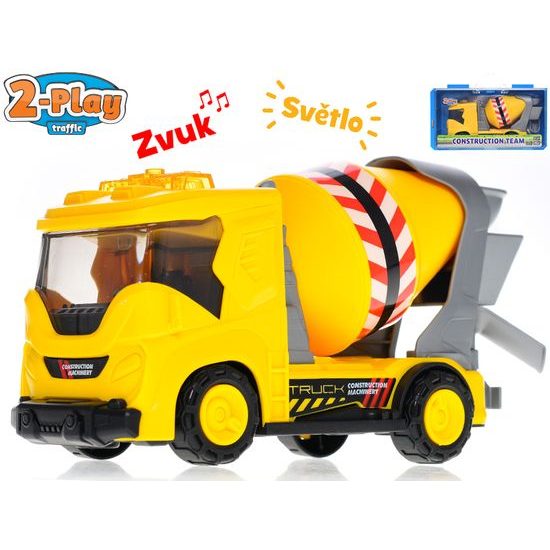 2-Play Traffic auto stavební míchačka 22cm na baterie se světlem a zvukem v kufříku