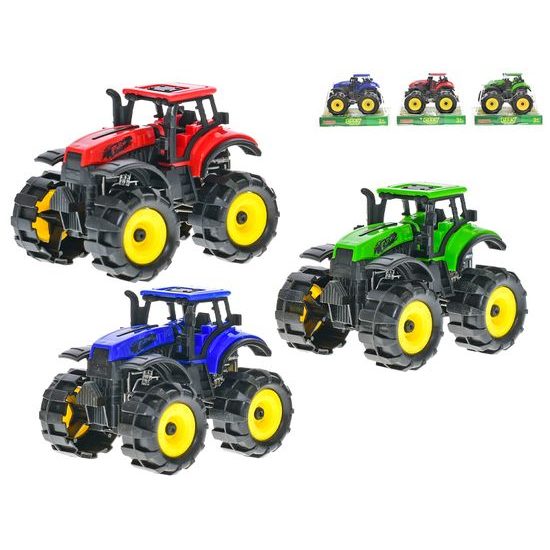 Traktor 10cm na setrvačník 3barvy v krabičce