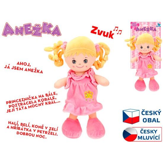 Panenka Anežka 36cm na baterie česky mluvící a zpívající blondýnka