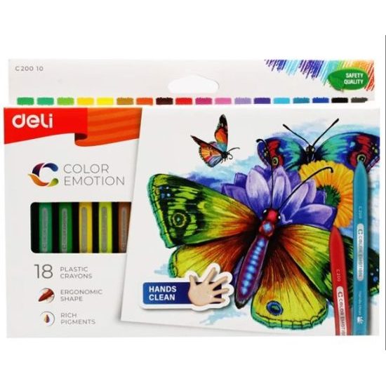 DELI Voskovky plastové 18 barev COLOR EMOTION EC20010-18