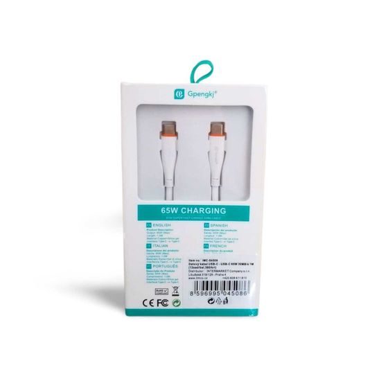 Datový kabel USB-C - USB-C 65W 30MB/s 1M
