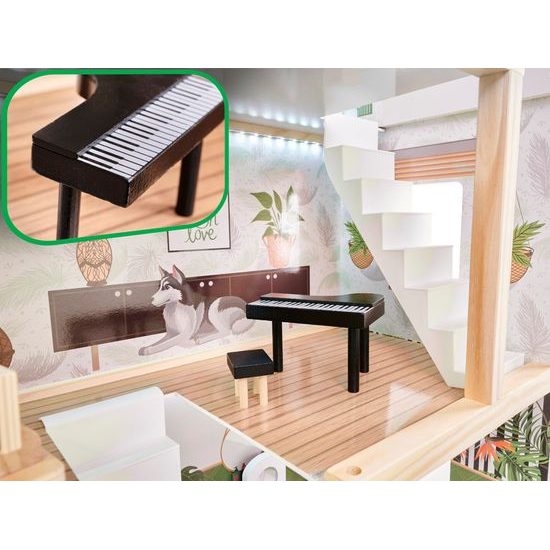 Dřevěný domeček pro panenky LULILO FLORO boho LED