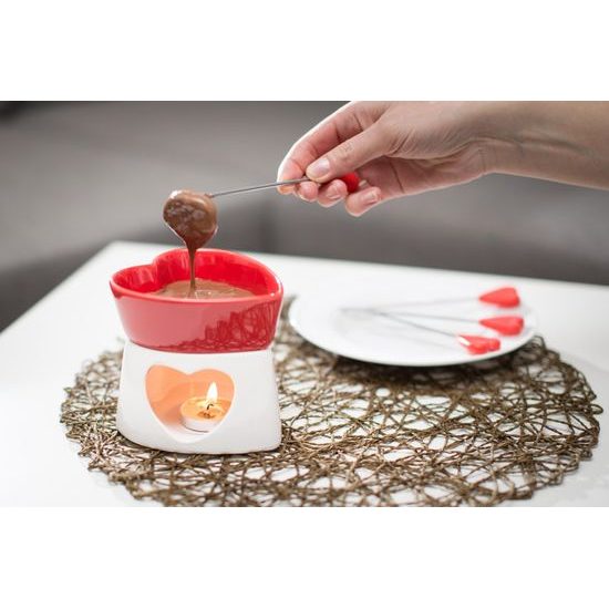 Čokoládové fondue ve tvaru srdce - ČERVENÉ