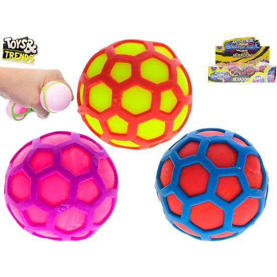 Toys&Trends míček hexagon strečový 6,5cm 3barvy 12ks v DBX