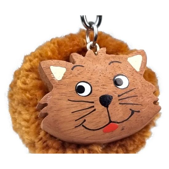 2Kids Toys Dřevěná klíčenka pompon Kočka