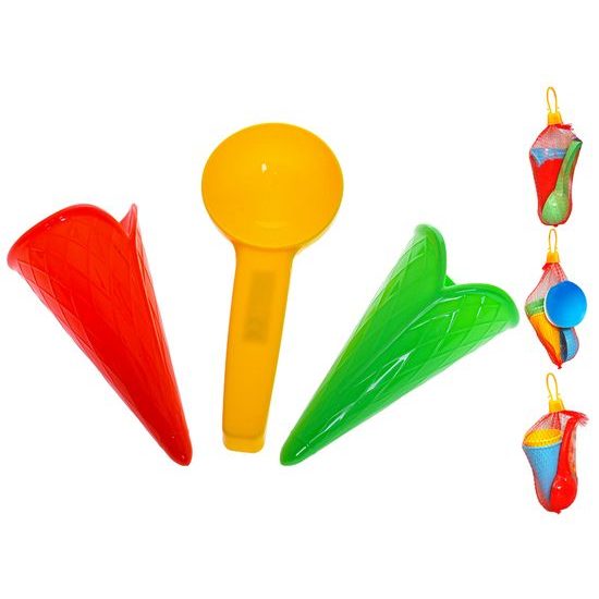Sada na písek zmrzlina 12,5cm 4barvy 12m+ v síťce