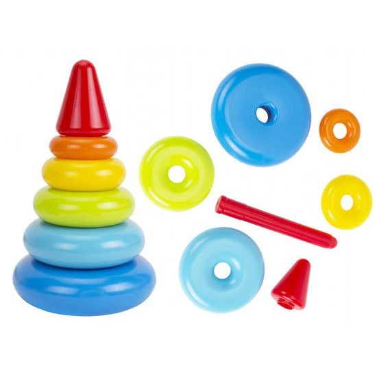 Pyramida 20cm s kroužky 6ks 12m+ v síťce