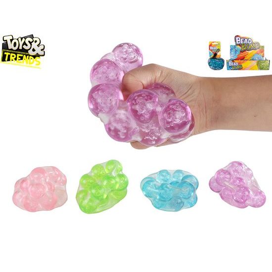 Toys&Trends míček s křupajícími kuličkami 9cm 4barvy v síťce 12ks v DBX