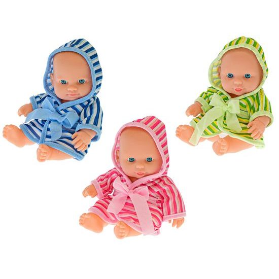 Miminko tvrdé tělo 20cm v županu 3barvy 18m+ 12ks v DBX