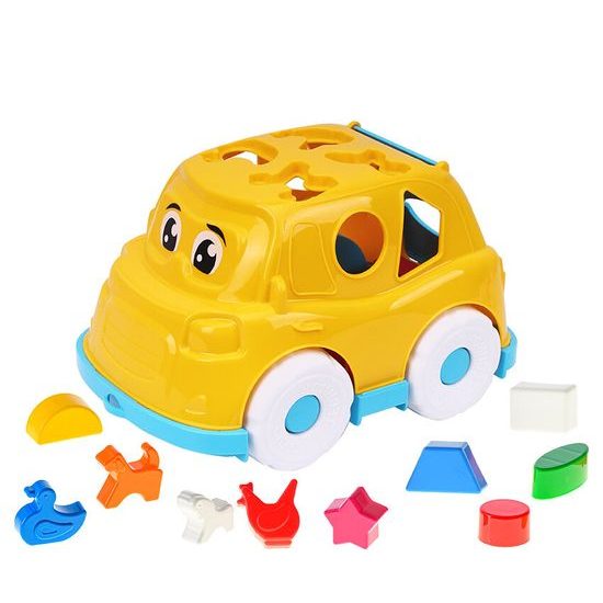 Auto vkládačka 2v1 Geometrické tvary a zvířátka, více druhů