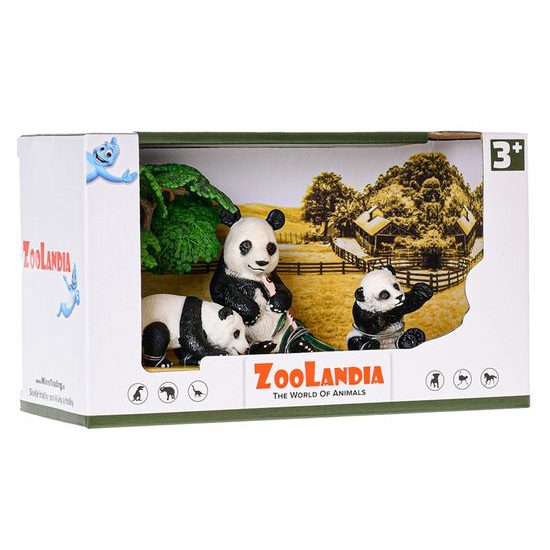 Zoolandia panda s mláďaty a doplňky v krabičce