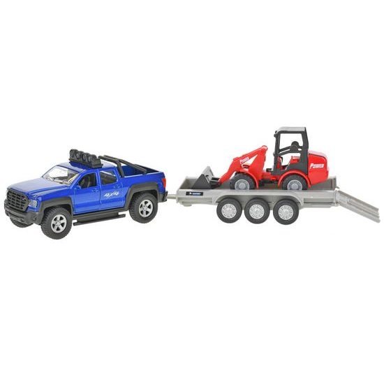 Kids Globe Traffic auto SUV 30cm na zpětný chod na baterie se světlem a zvukem s bagrem v krabičce
