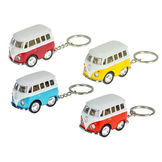 Kinsfun přívěsek na klíče 5cm Volkswagen mikrobus kov zpětný chod 4barvy 12ks v DBX