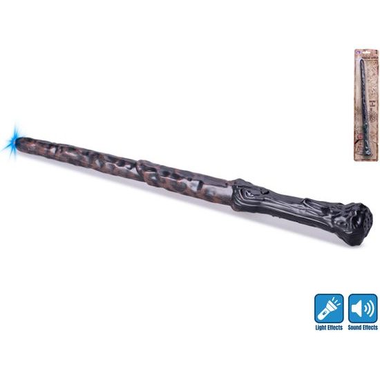 Hůlka kouzelnická 36cm hnědá na baterie se světlem a zvukem na kartě