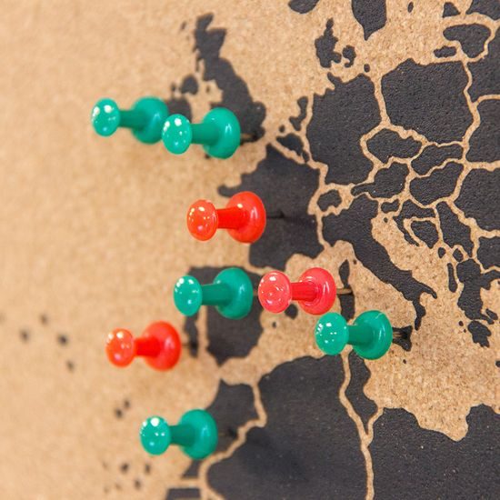 Korková nástěnná mapa světa- přírodní, černá L