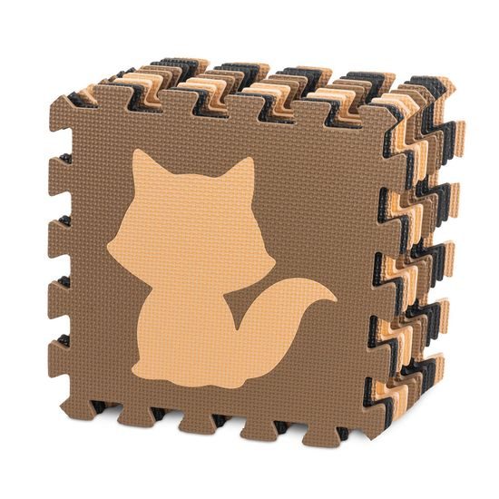 Pěnová podložka na puzzle pro děti 9 ks béžovo-hnědo-černá 85cm x 85cm x 1cm