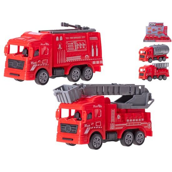 Auta požární 11-12cm zpětný chod 4druhy 12ks v DBX